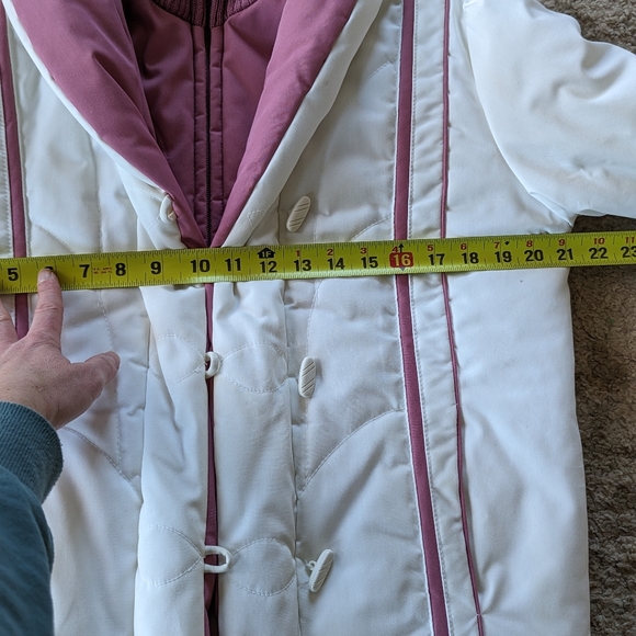 Vintage Puffy White/Pink Ski Jacket Dawn Zippered Toggles Pockets Women's size M - Picture 8 of 16